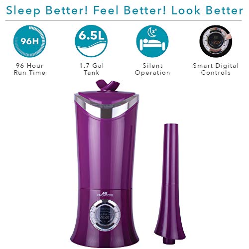 Air Innovations MH-701BA Purple Humidifier Whisper-Quiet Large Capacity 1.7Gal Cool Mist Ultrasonic for Rooms up to 600 SqFt and Baby Bedroom Lasts Up to 96 Hours Includes Remote and Digital Display - Thumbnail 3