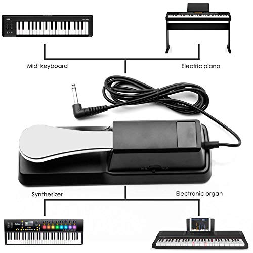 CHOP MALL Universal Sustain Pedal for Piano Yamaha Casio Roland Korg Behringer Moog MIDI Electronic Keyboard Controller - Silver Pedal