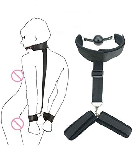 Mô-ùth G-â-g B-Â-l-l Stuffed Black Ball PU Leather with Nípplê Claps Slave Collar Toys for Women Couples