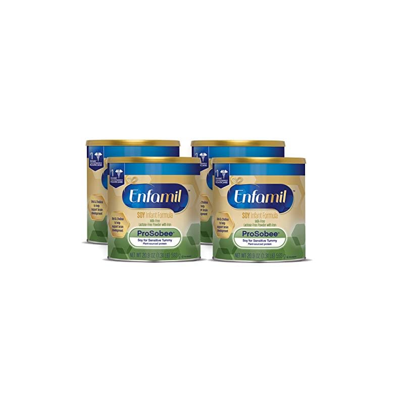 Enfamil ProSobee Soy-Based Infant Formula for Sensitive Tummies, Lactose-Free, Milk-Free, and DHA for Brain Support…