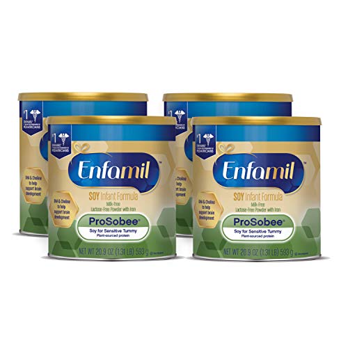 Enfamil ProSobee Soy-Based Infant Formula for Sensitive Tummies, Lactose-Free, Milk-Free, and DHA for Brain Support…
