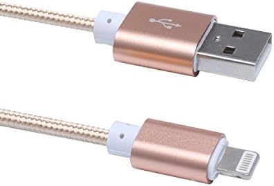 Micro USB Data Cable Apple 5S 5 6S iPhone Mobile Phon Lighting Cable(3 feet) Certified Nylon Braided Charging Wire (Golden)