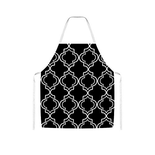 Yilooom-Black-and-White-Moroccan-Quatrefoil-Home-Kitchen-Cooking-Baking-Gardening-Apron-for-Women-Men