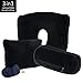 JML 3 in 1 Neck Convertible, Ultra Soft Head Support with Eye Mask and Earplugs for Business, Airplane, Home, 3 in 1 Travel Pillow, Black