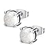 LOYALLOOK Women's White Created Opal Stud Earrings Stainless Steel Base 7MM Silver Tone