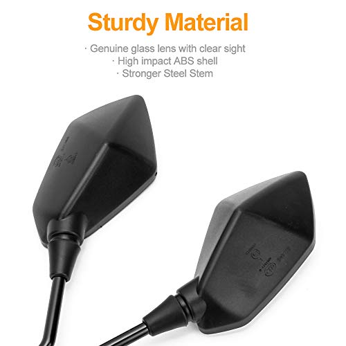 Universal Motorcycle Mirrors ATV Rear View Side Mirrors for 7/8" Handlebar with 10mm/8mm Clockwise & Counterclockwise Threaded Mounting Bolt