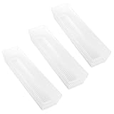 InterDesign Sierra Kitchen Drawer Organizer for Silverware, Spatulas, Gadgets - 3" x 12" x 2", Set of 3, Clear