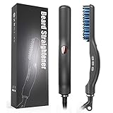 Beard Straightener for Men, KXLY Anti-Scald Beard Straightening Comb Hair Straightening Brush - Portable Beard/Hair Straightener Ceramic Electric Hot Comb with LED Display for Quick Styling