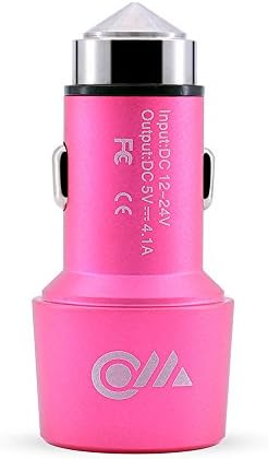 Esom 4.1A Output Dual Smart Ports USB Car Charger Quick Charge Design with Safety Hammer for iPhone &amp; Android &amp; Tablets &amp; Digital Camera &amp; Gamebox (Purple)