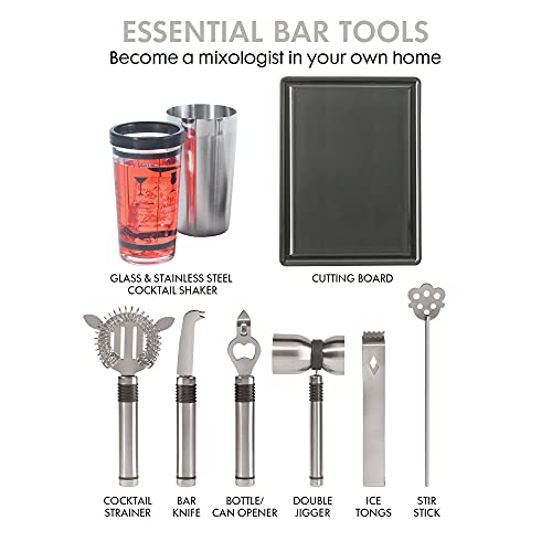 Oggi Pro StainlessSteel 10Piece Cocktail Shaker and Bar Tool Set