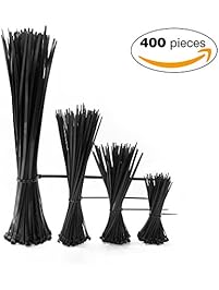 Cable Zip Ties 4"+6"+8"+12" Self Locking Nylon Cable Wire Tie Black for Home Office Garden Garage, workshop