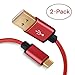 [2-Pack] Benicabe 6ft / 1.8m Nylon Braided Tangle-Free Micro USB Cable with Gold-Plated Connectors and Velcro Straps for Android, Samsung, HTC, Nokia, Sony and More (Red) primary