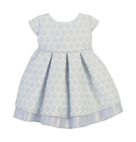 Sweet Kids Infant Girls' Polka Dot Pleated Jacquard Dress, S (6m), Blue