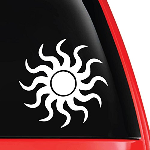 Pagan Sun Silhouette Decal Vinyl Car Laptop Sticker - EvolveFISH - White 5" x 5"