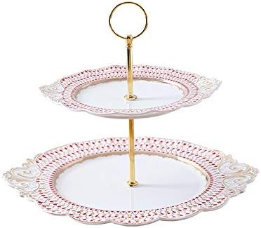 Smx クリエイティブカップケーキホルダーヨーロッパのセラミックフルーツプレートダブルドローゴールドスナックケーキがホーム用ケーキカップケーキツリー タワースタンド 100 品質保証 Color Pink