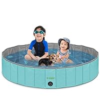 Kundu Round (47" Diameter x 12" Deep) Heavy Duty PVC Pets and Kids Outdoor Pool/Bathing Tub - Portable & Foldable - Large