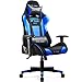 GTRACING Gaming Chair Fabric Racing Office Computer Game Chair Ergonomic Backrest and Seat Height Adjustment Recliner Swivel Rocker with Headrest and Lumbar Pillow E-Sports Chair Blue