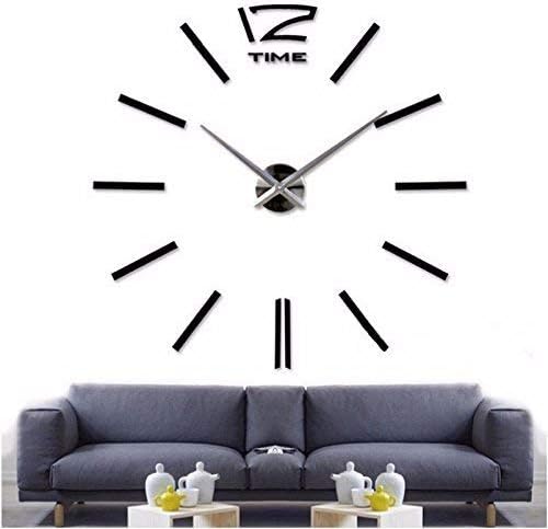 TRENTON GLOBAL FASHION Plastic Auslesetm Modern Design 3D DIY Frameless Wall Clock Kit ( Black Silver )