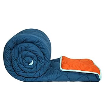 Divine Casa Polyester Comforter/Blanket/Quilt/Duvet Lightweight, All Weather Double Comforter, Insignia Blue and Vermillion Orange - Solid (200)