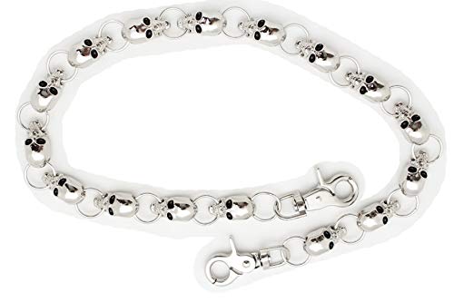 TFJ Men Biker Fashion Wallet Chain Metal Keychain Long Skeleton Skull Charms Strong Silver