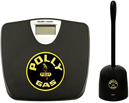 2-pc set! Black Digital Scale and a Toilet Cleaner Brush Featuring the Choice of Your Favorite Vintage Gas Theme Decal! (Polly Gas)