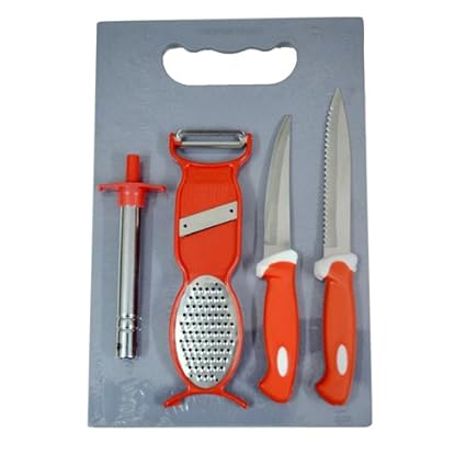 SHOPTOSHOP Kitchen Knife Set with Chopping Board - Set of 4 Pieces