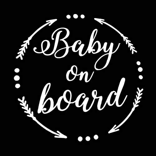 SEGRJ Round Baby on Board Car Vehicle Body Window Reflective Sticker Decal Decoration Baby on Board Sticker for Car Children White