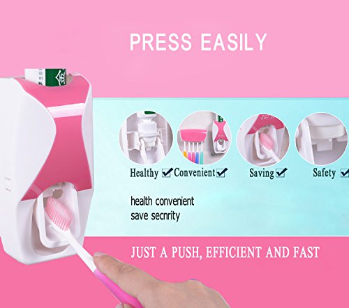 WAYCOM Dust-proof Toothpaste Dispenser Toothpaste Squeezer Kit (Pink)