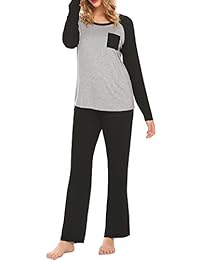 Ekouaer Pajamas - Conjunto de pantalones de manga larga para mujer