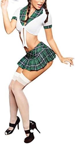 Gankmachine Womens Sex Lingerie Set Schoolgirl Role Play Mini Skirt and Top Shirts