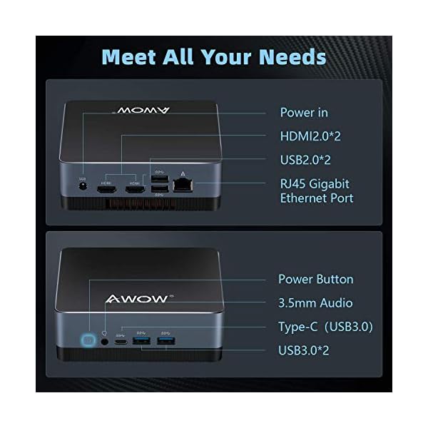 AWOW-Mini-PC-Windows-10-Pro-Micro-Mini-Desktop-Computer-8GB-DDR-128GB-SSD-Intel-Core-i3-5005U-23GHz-4K-UHD-Graphics-24G5G-Dual-WiFi-Dual-HDMI-Gigabit-Ethernet-Type-C AWOW Mini PC Windows 10 Pro, Micro Mini Desktop Computer 8GB DDR 128GB SSD Intel Core i3 5005U 2.3GHz 4K UHD Graphics 2…