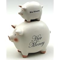 HomeCrafts4U Couple Piggy Bank White Ceramic Cash Keeper His Her Decorative Statue Ornament Wedding Engagement Gift Figurine Tabletop Dollar Coin Stash