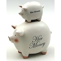 HomeCrafts4U Couple Piggy Bank White Ceramic Cash Keeper His Her Decorative Statue Ornament Wedding Engagement Gift Figurine Tabletop Dollar Coin Stash