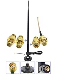Kit universal Wi Fi de doble banda 9dBi Booster largo alcance Omni Directional 2.4 5Ghz Antenna RP SMA Macho Conector en base de imán con conectores y extensores
