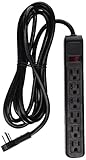 CableWholesale Flat Rotating Plug, Surge/Modem Protector, 6 Outlet, Plastic, Power Cord, 10', Black (845-51W1-12210)