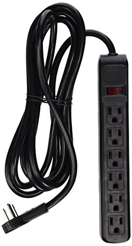 CableWholesale 845-51W1-12210 Flat Rotating Plug, Surge/Modem Protector, 6 Outlet, Black, Plastic, Power Cord, 10-Feet (51W1-12210)