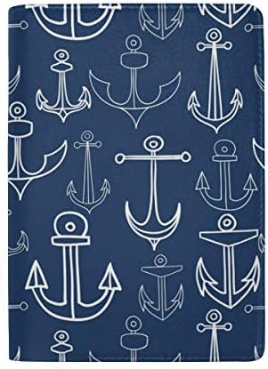 LORVIES Anchor Pattern Leather Passport Holder Cover Case for Travel One Pocket