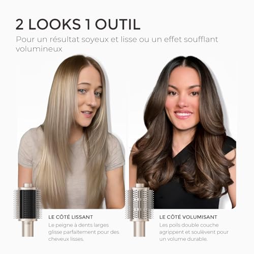 TYMO Heated Blower Brush, One-Step Hair Dryer and Volume Brush, 5 in 1 Ionic Blow-Dry with Turbo Motor for Quick and Soft Drying, Smooth, Curl, Create Volume, Gold