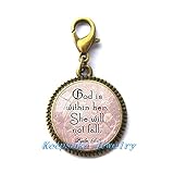 Modern Charm Zipper Pull, Fashion Zipper Pull,Christian Jewelry Psalm 46:5 Scripture Charm Zipper Pull God Is Within Encouragement Zipper Pull Quote Charm Zipper Pull Spiritual Jewelry Gift for Her-RC