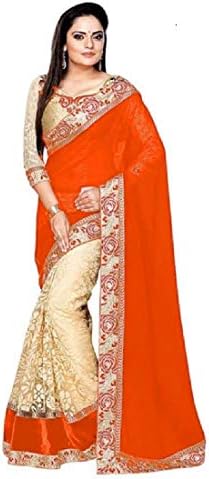 A3 FashionWomens Georgette Womens Saree with Blouse Pieces(Georgette Sari_Free size)