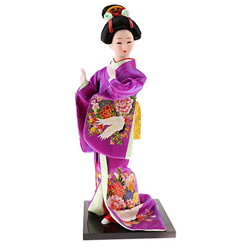 MonkeyJack 12inch Japanese Kimono Doll Geisha Figurine Ornaments Gift Art Craft Collectables Purple
