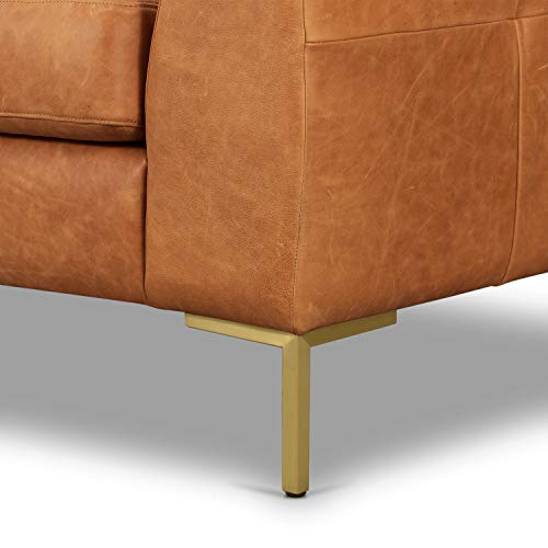 POLY & BARK Calle 75" Apartment Sofa in FullGrain PureAniline Italian Leather, Cognac Tan