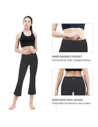 TaiBid - Pantalones de yoga para mujer con bolsillo interior, tallas S-XL
