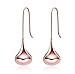 TIGRADE Stainless Steel Polished Silver Rose Gold Classic Smooth Puffed Teardrop Dangle Hook Earrings