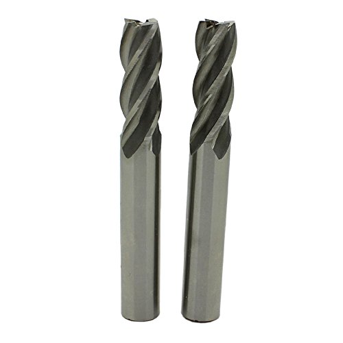 In-tool-home 3/8" X 3/8" 4 Flute Straight Shank HSS Spiral End Mill Milling Cutter Drill Bit Pack of 2