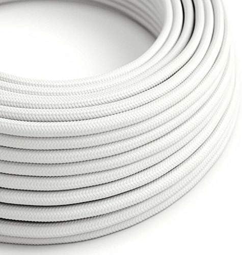 LEDSone Vintage 16.4ft 2 Core 5m Round White Cable Fabric Cloth Covered Electrical Wire Lamp cable Modern Cloth Covered Wire for Pendant Light — image 1
