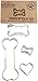 Doggie Treat Cookie Cutter 4 Pc Set – Dog Bones and Heart Cookie Cutters with Recipe, Made in USA