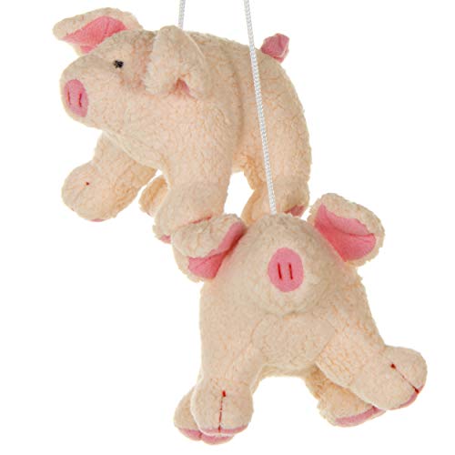 2 Pack of Pink Pigs Crib Mobile Attachments | Hanging Plush Animal Decorations for Baby Girl or Boy Playpen or Crib | Accessories for Use with Mobile Hanger Sold Separately