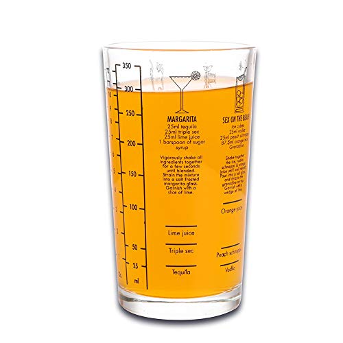 Sanlan cocktail shaker, 12oz Martini Recipes Measured Mixing Glass and Stainless Steel Top cobbler shaker, Best Gift for Beginner