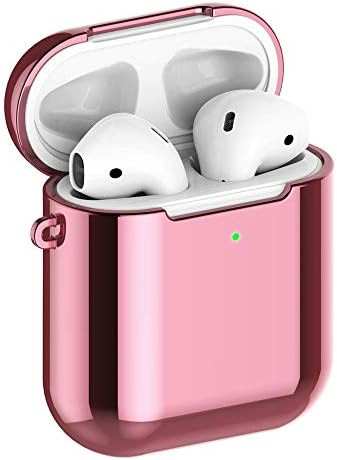 REFLYING Case Compatible for AirPods [1st and 2nd Gen], Soft TPU Plated Case Shockproof Protective Cover Compatible with Apple AirPods & Apple AirPods 2019 Charging Case[Front LED Visible] (Pink)